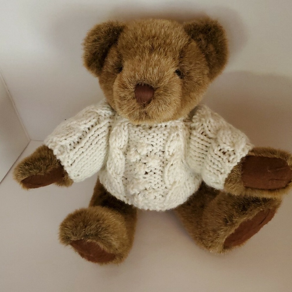 BARRINGTON Brown Teddy Bear with White Sweater NEW!